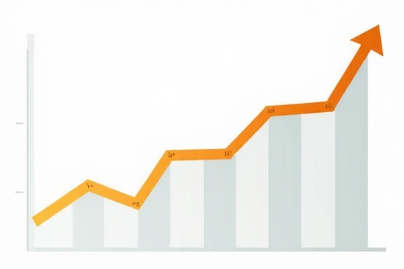 Un grafico stilizzato che mostra una curva di crescita e diminuzione, con frecce che indicano tendenze.