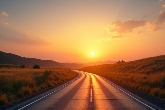 Un orizzonte con una strada che si estende verso il futuro, simboleggiando la visione e il percorso