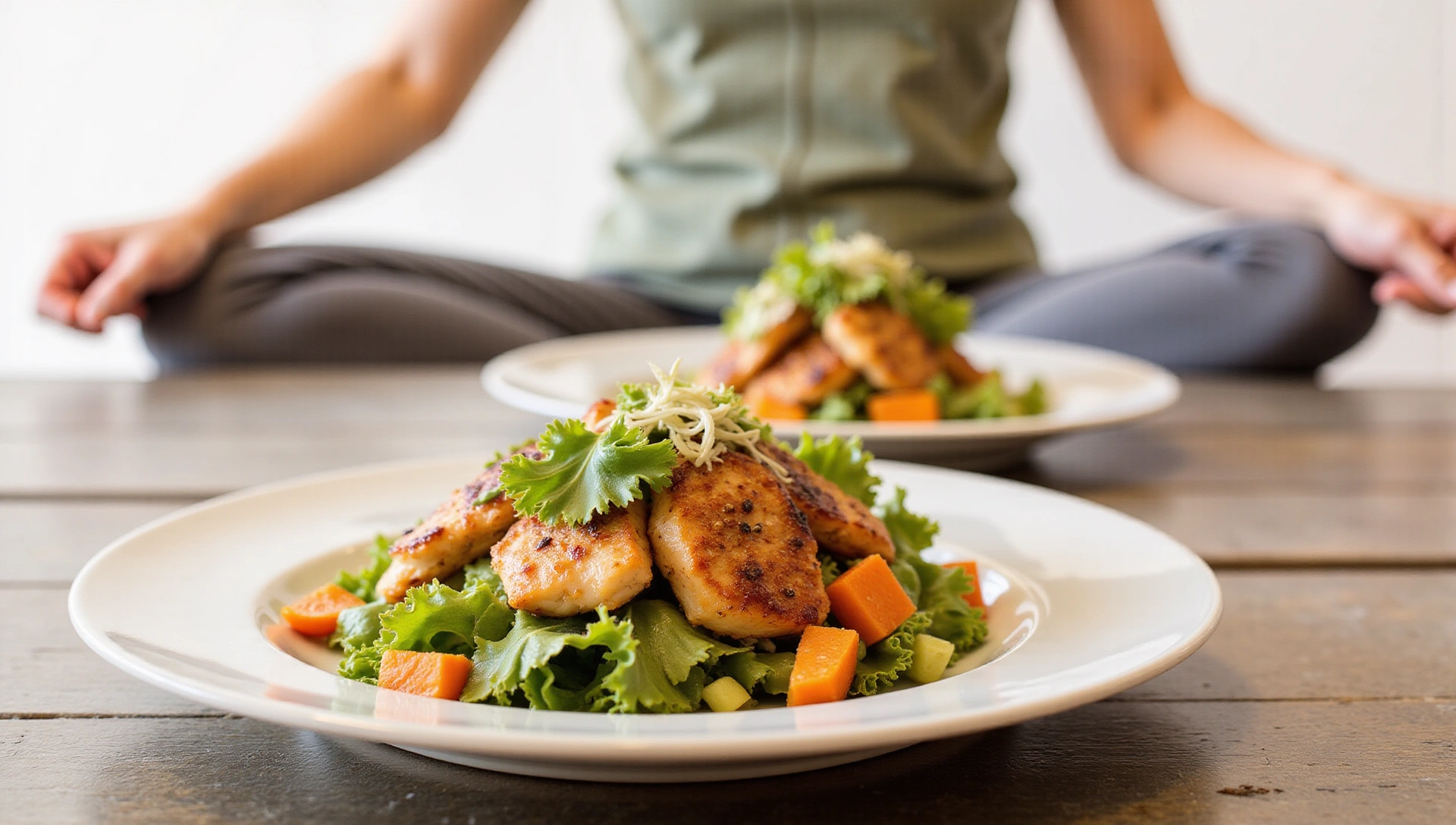 Sfondo di un pasto sano e vivace con una persona attiva